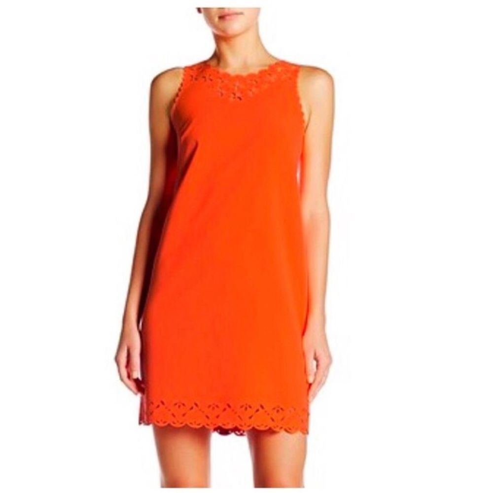 EUC J Crew Orange Neon Laser Cutout dress